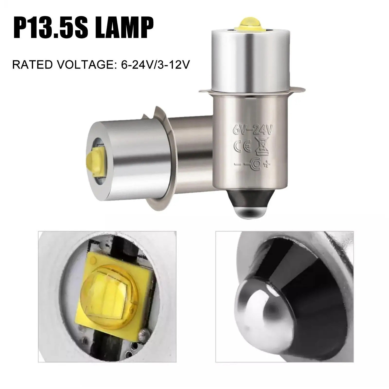 P13.5S E10 BA9S Base 5W LED Upgrade Bulbs White Maglite Flashlight 6500K 3W DC6V