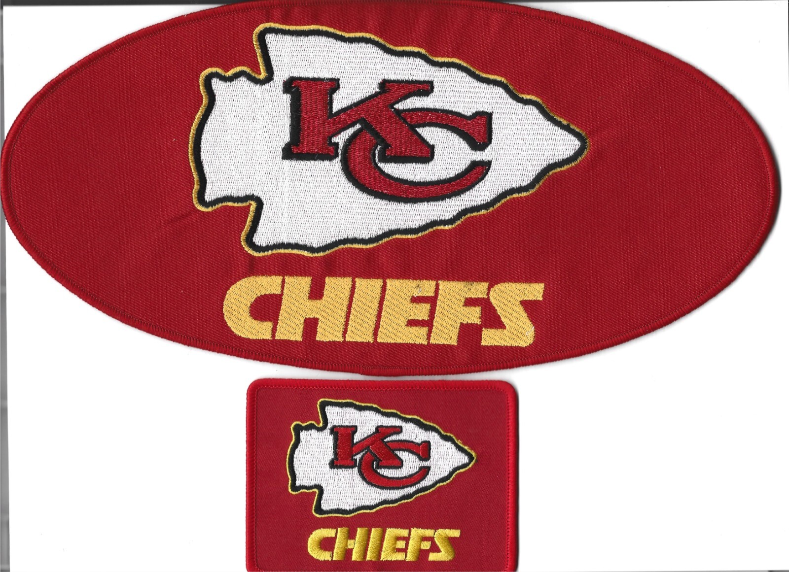 2 KANSAS CITY CHIEFS 12x5 + 3x4 SEW/IRON ON PATCH NFL FOOTBALL PATRICK MAHOMES