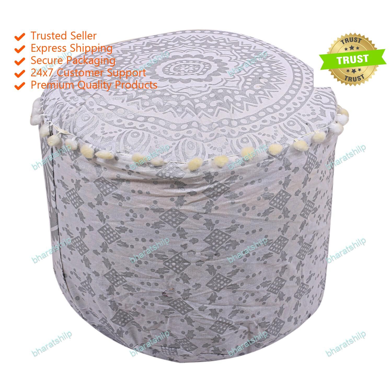 New Home Decor Pouf Indian Ottoman Multicolor Round Mandala 22" Inch Pouf