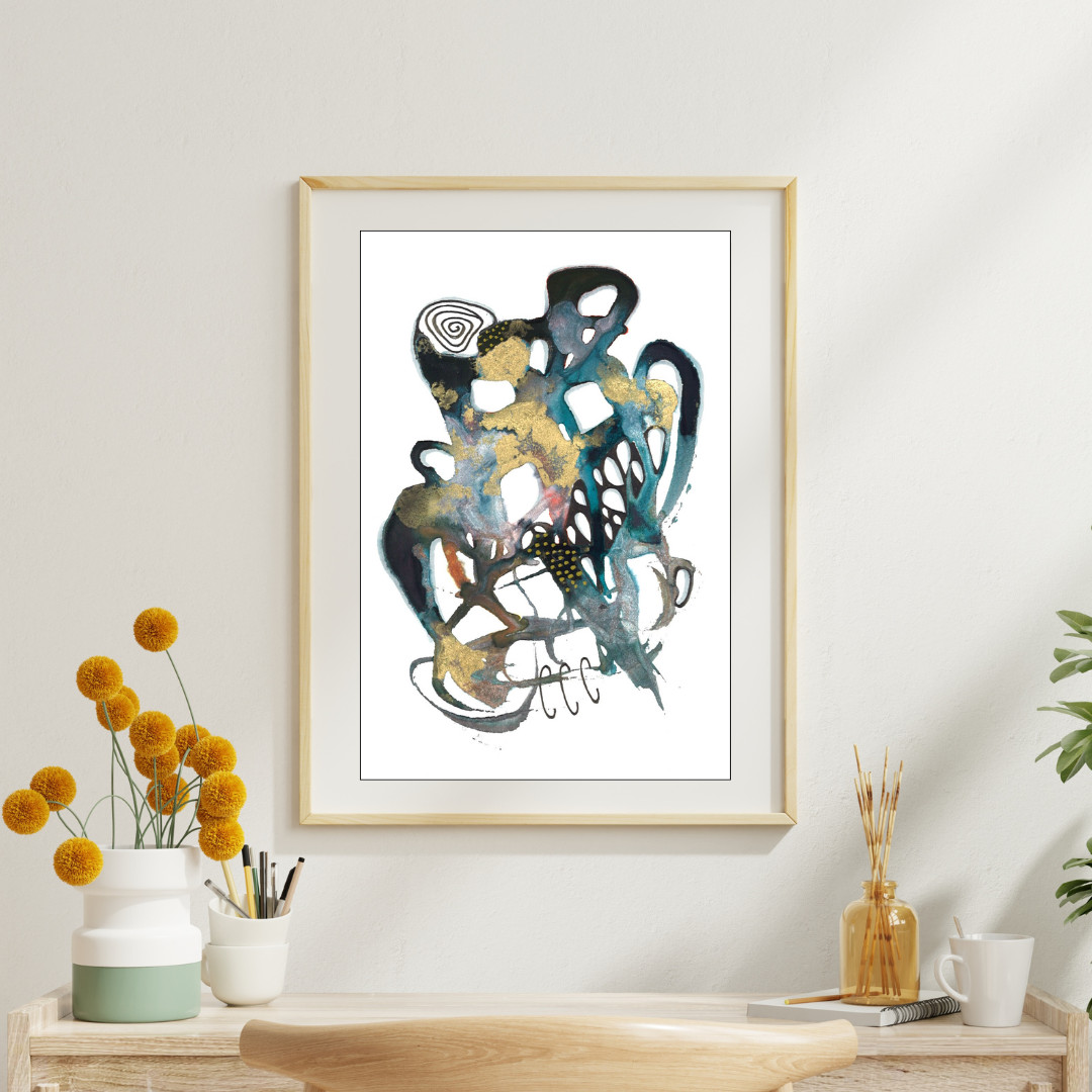 Signed original | Indian acrylic ink | watercolor paper | gold metallic | Mitak