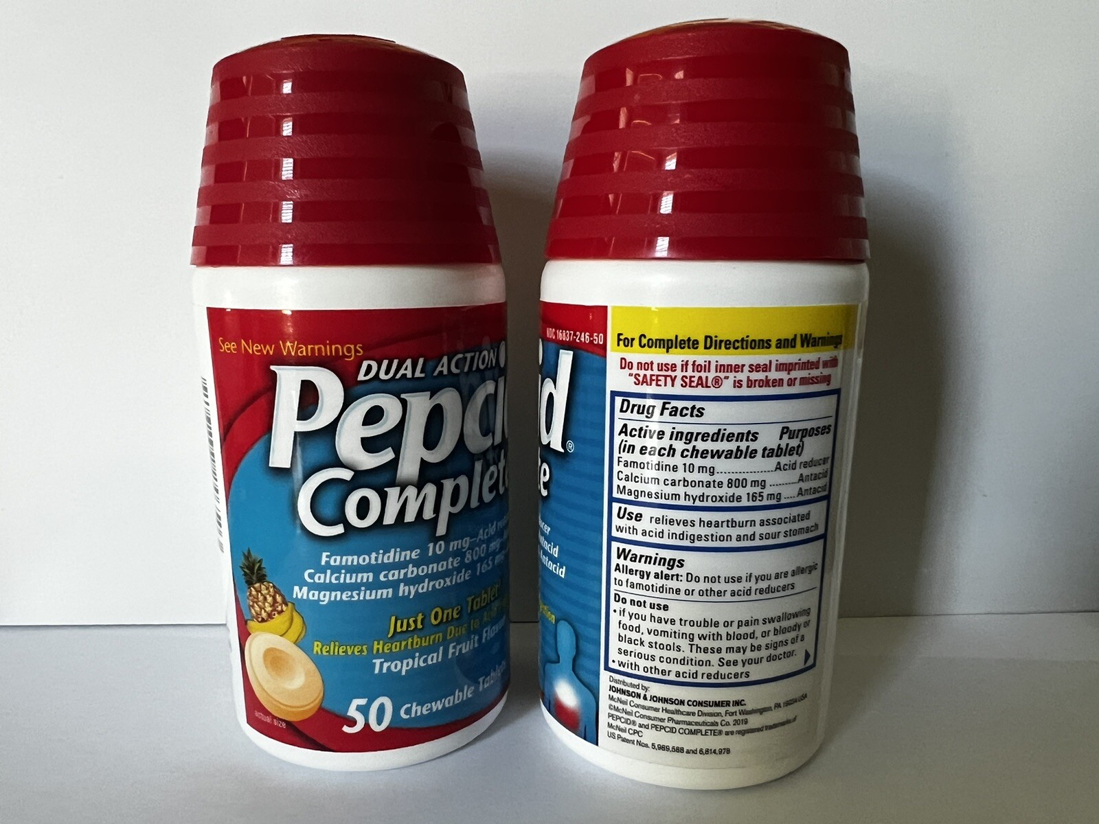 2 pk Pepcid Complete 50x2= 100 Chewable Tablets Tropical Fruit Exp 09/28