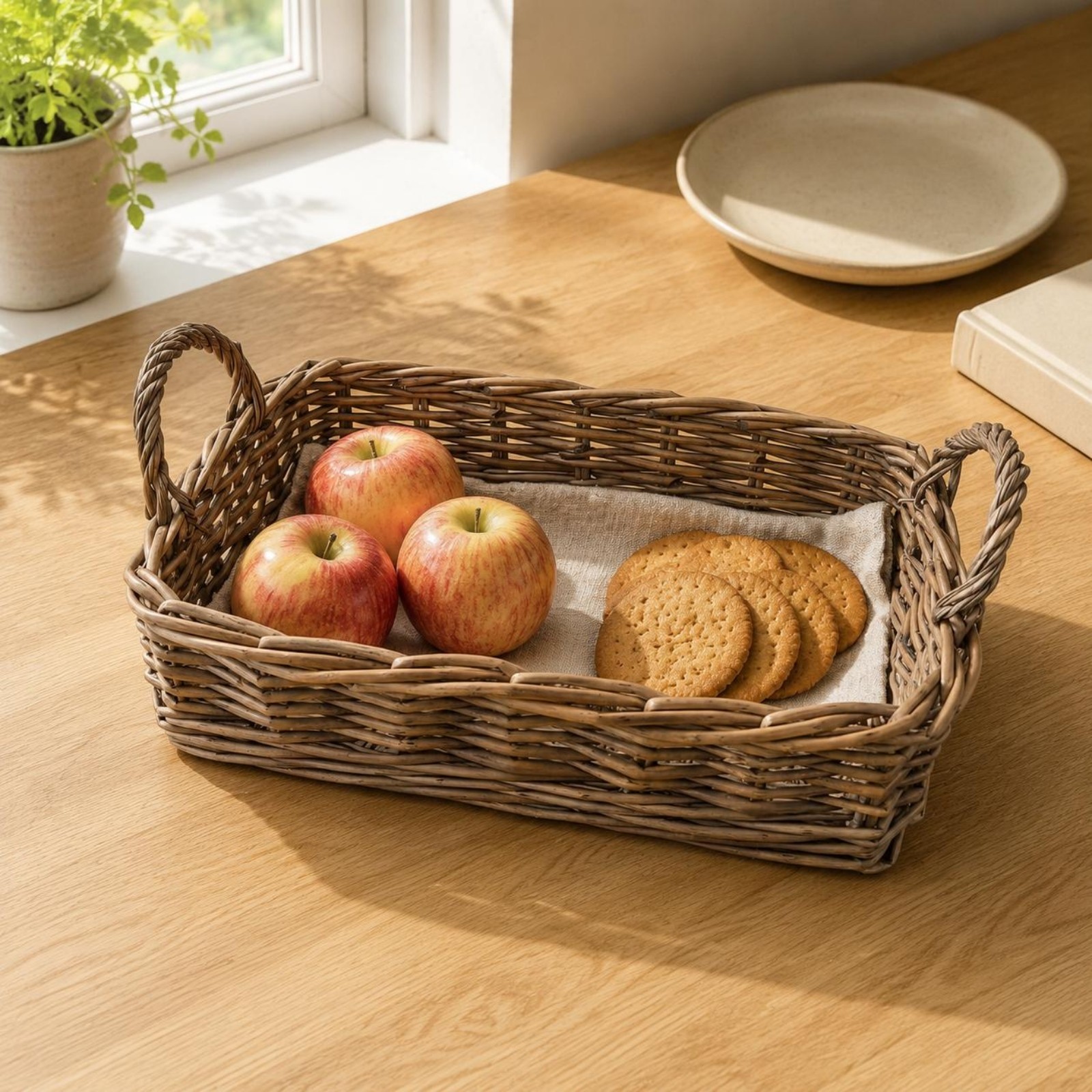 Rectangular Wicker Tray Shallow Rectangular Tray Tray Decorative for Desk