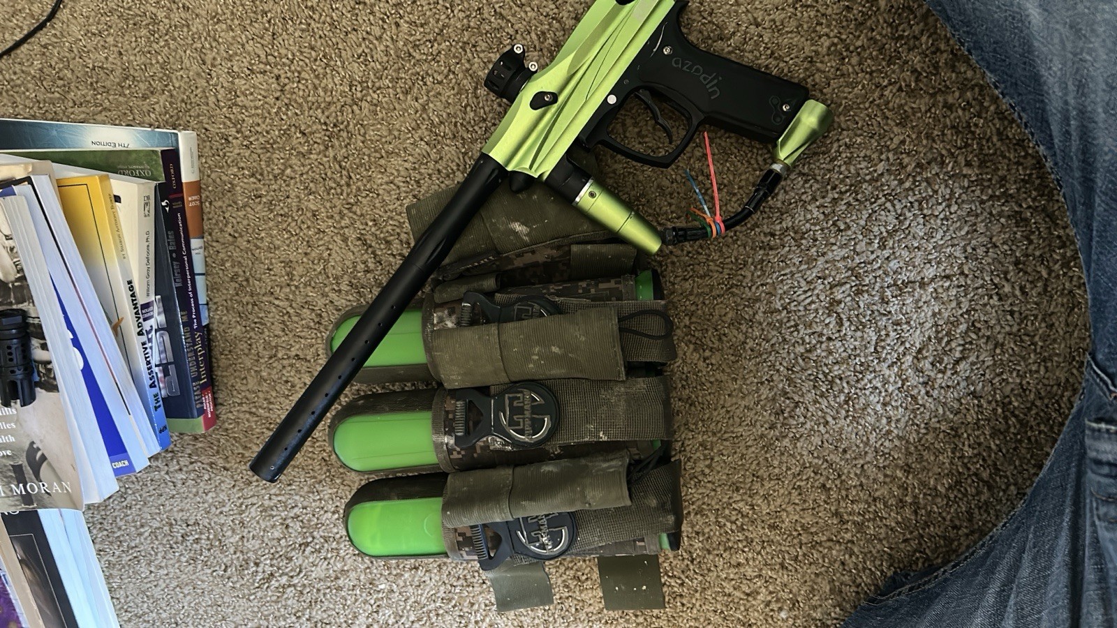 Azadin paintball gun and Tippmann Paintball 3-Pod Harness Belt
