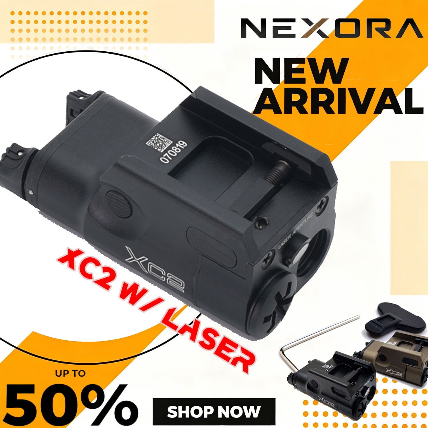 XC2 Ultra-Compact LED Light - Red Laser Beam and Flashlight for Gun Pistol Glock
