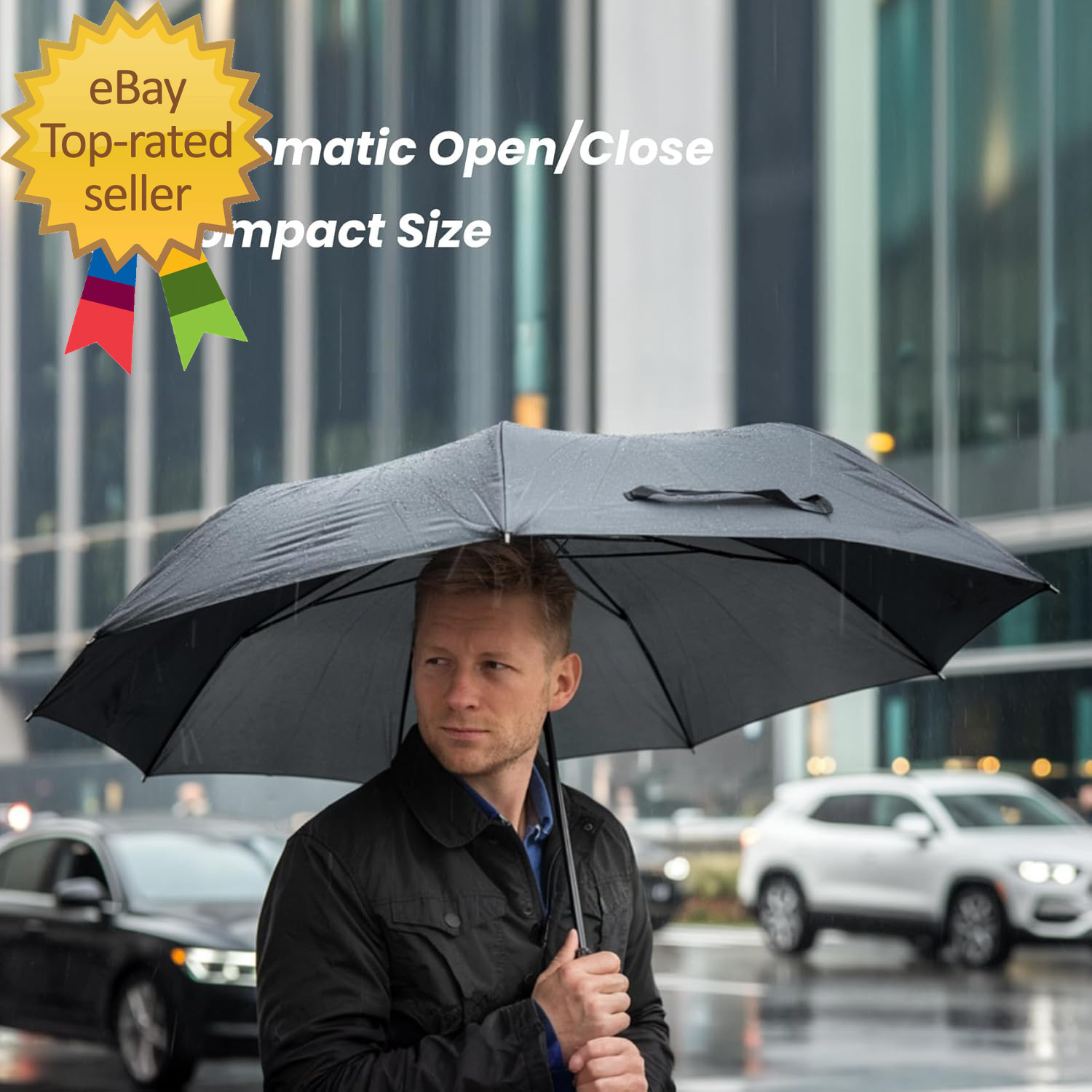 Compact Travel Umbrella - Windproof Auto Open/Close Small Folding Umbrella