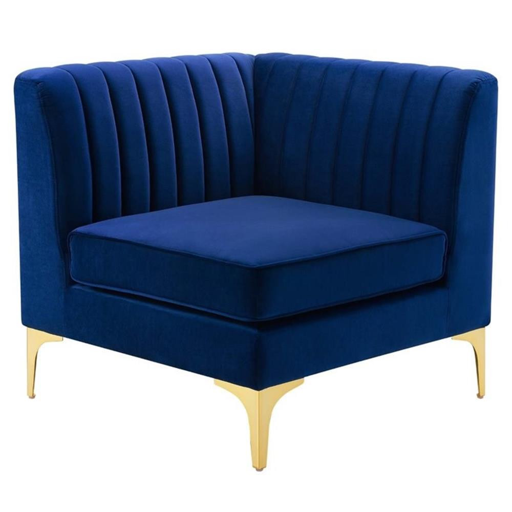 Modway Triumph Channel Performance Velvet Tufted Loveseat in Navy