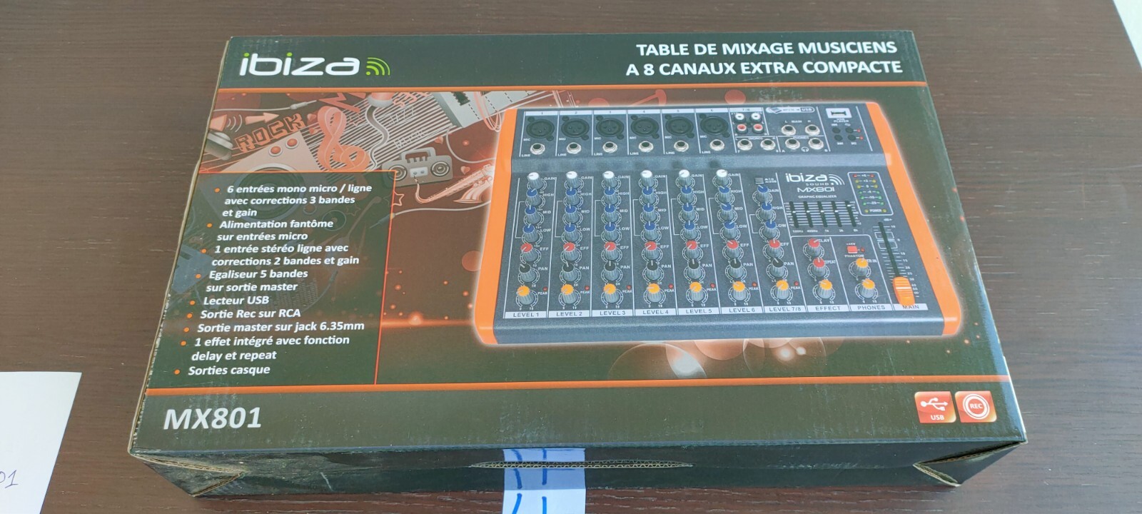 IBIZA TABLE MIXER MX801 COMPACT A 8 CHANNEL USB REC, NEW WORKING PERFECTLY