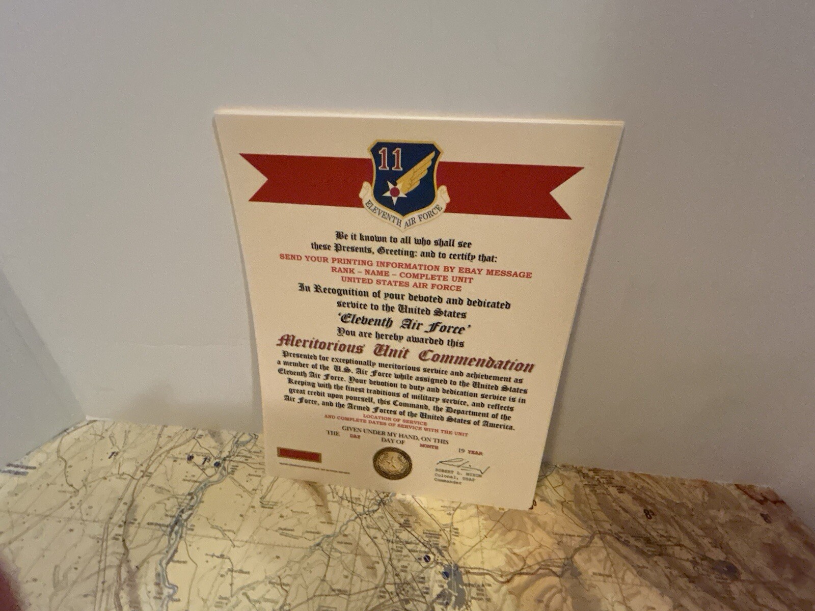 U.S. AIR FORCE / 11TH AIR FORCE - MERITORIOUS UNIT COMMENDATION CERTIFICATE