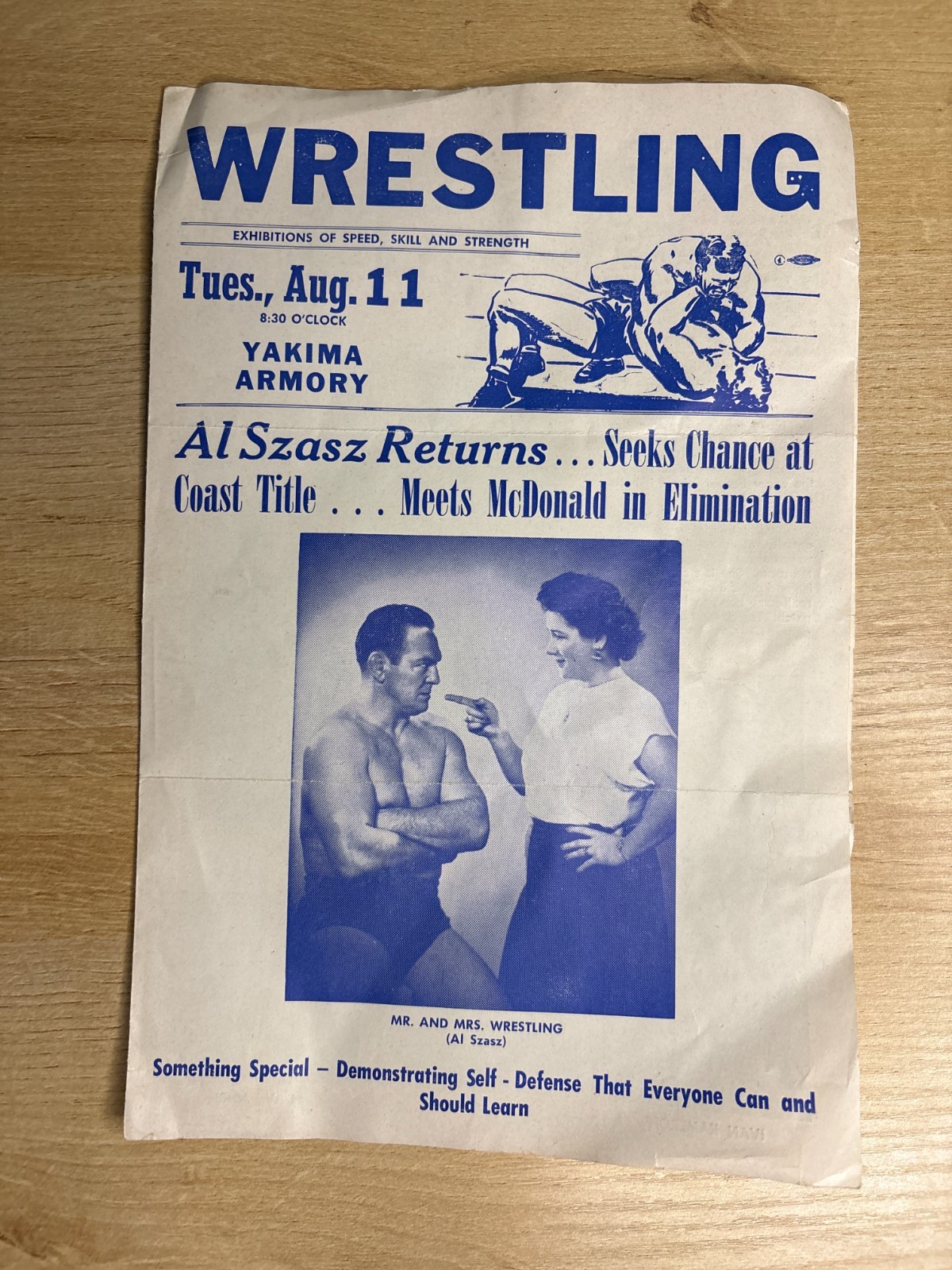 Vintage Wrestling Program Mr. And Mrs. Wrestling August 11 - B3998