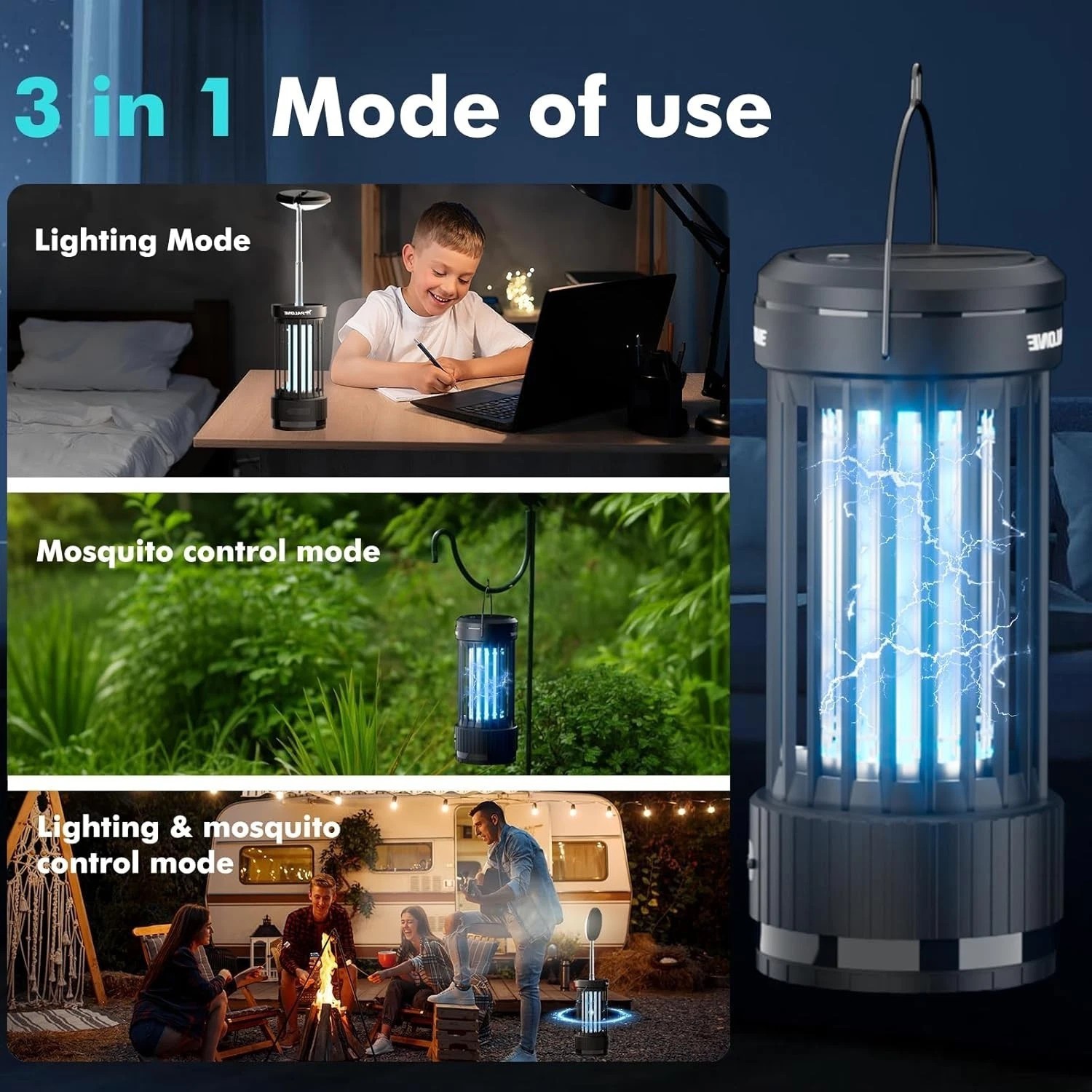 Rechargeable Bug Zapper with Adjustable Light for Indoor Outdoor, , Camping，n