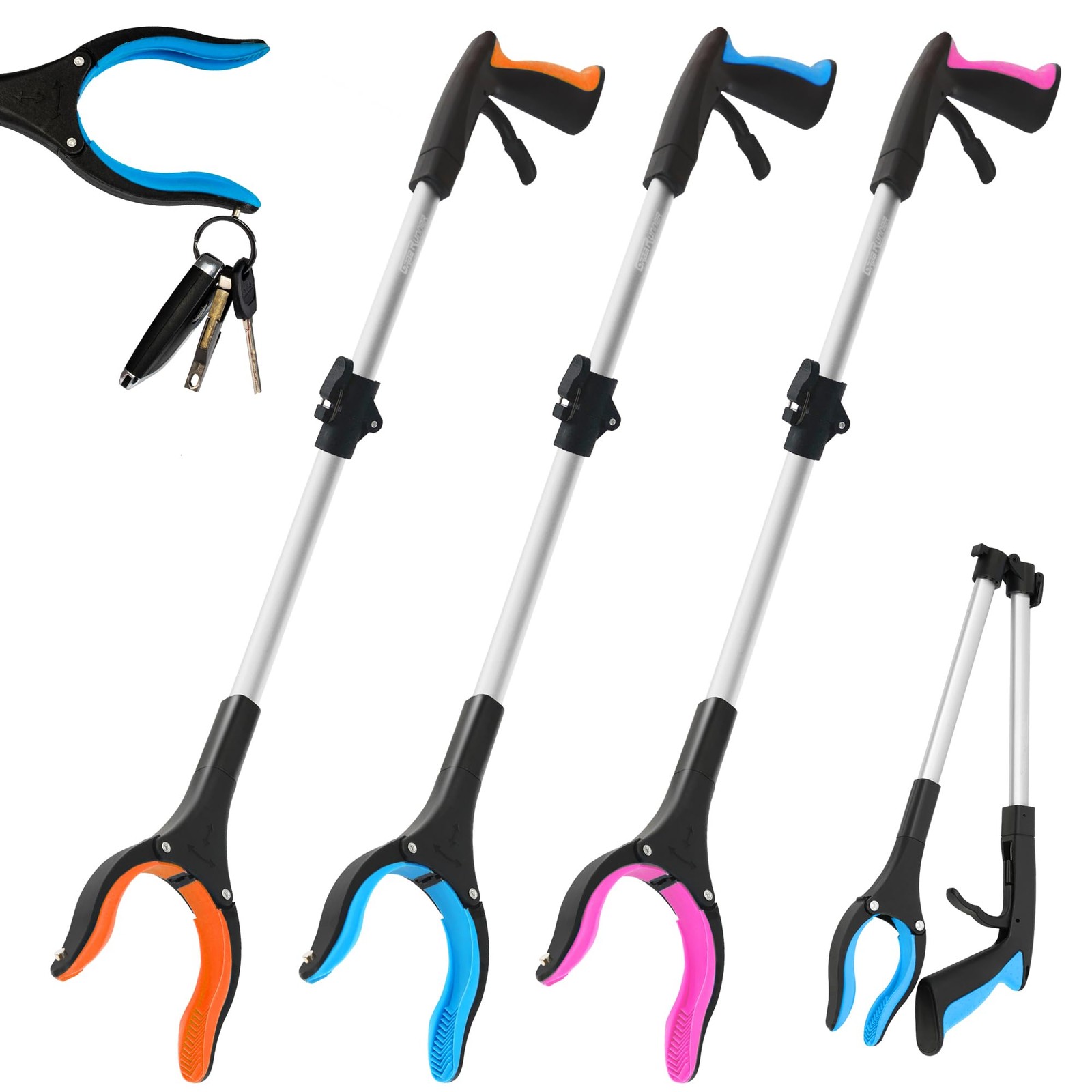 32" Grabber Reacher Tool – 3 Pack Foldable Reacher Grabber Pickup Tools for S...