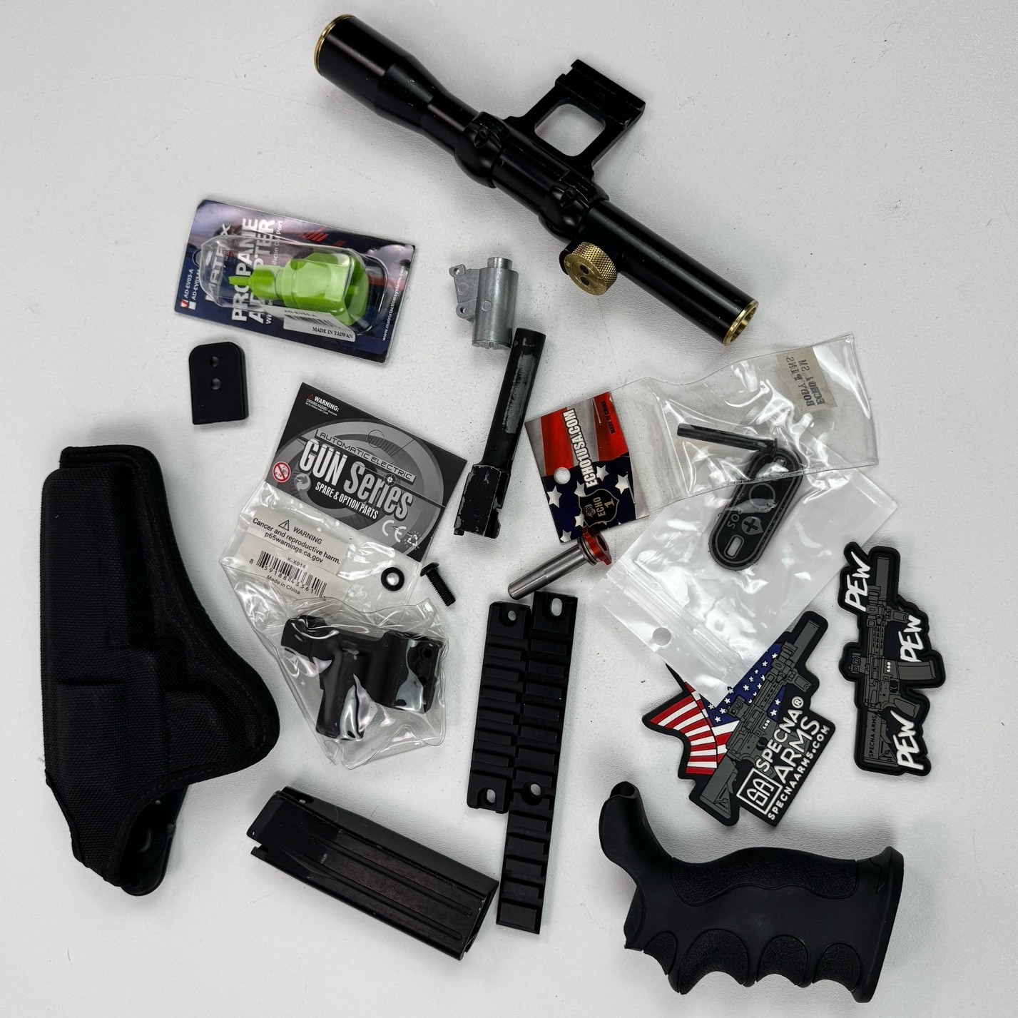 Lot Of Airsoft Boneyard Parts Holster Gas Magazine Metal Parts KJ Works