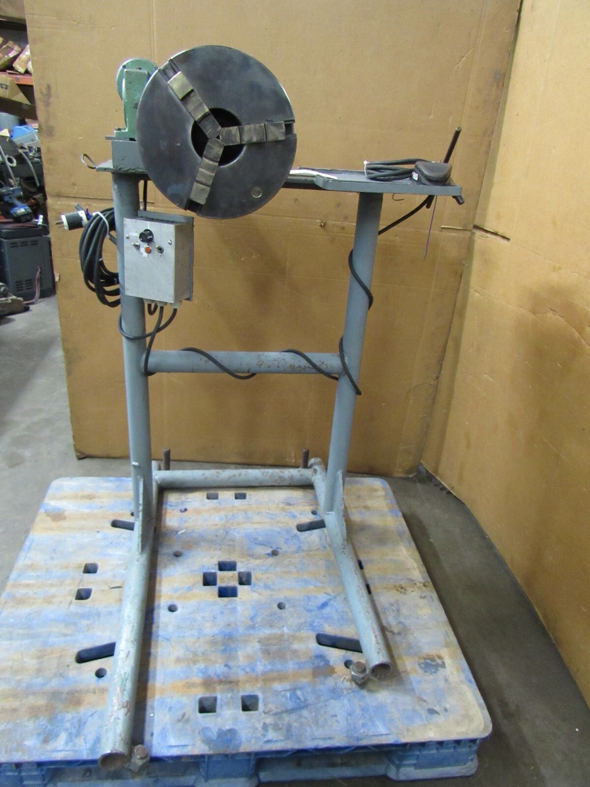 SHOP BUILT 115V VARIABLE SPEED WELDING MANIPULATOR 3 JAW CHUCK 12" DIA 4" ID