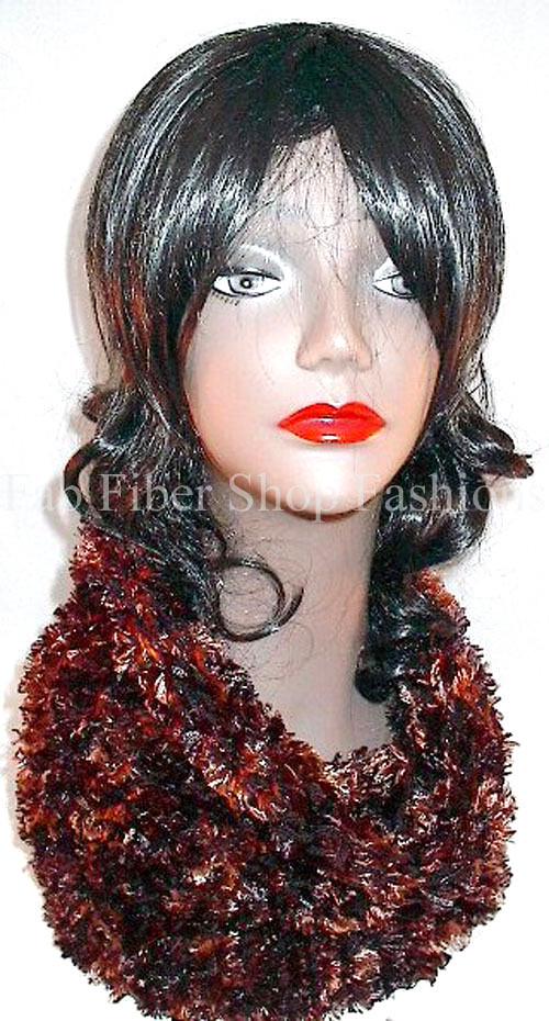 Handmade in the USA Faux Fur Womens Fashion Cowl in Brown Support Fiber Artists