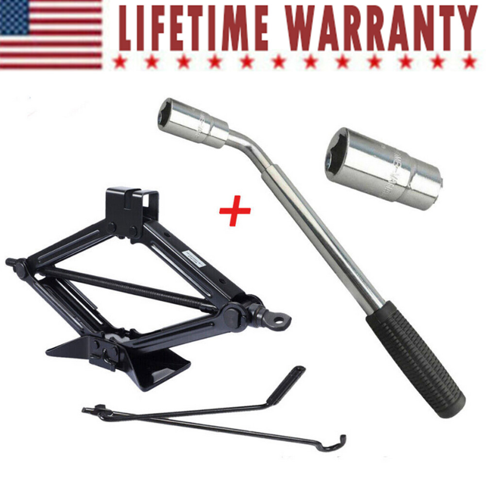2 Ton Scissor Jack Handle Crank Tool &Wheel Lug Wrench Jack 17/19/21/23mm Repair