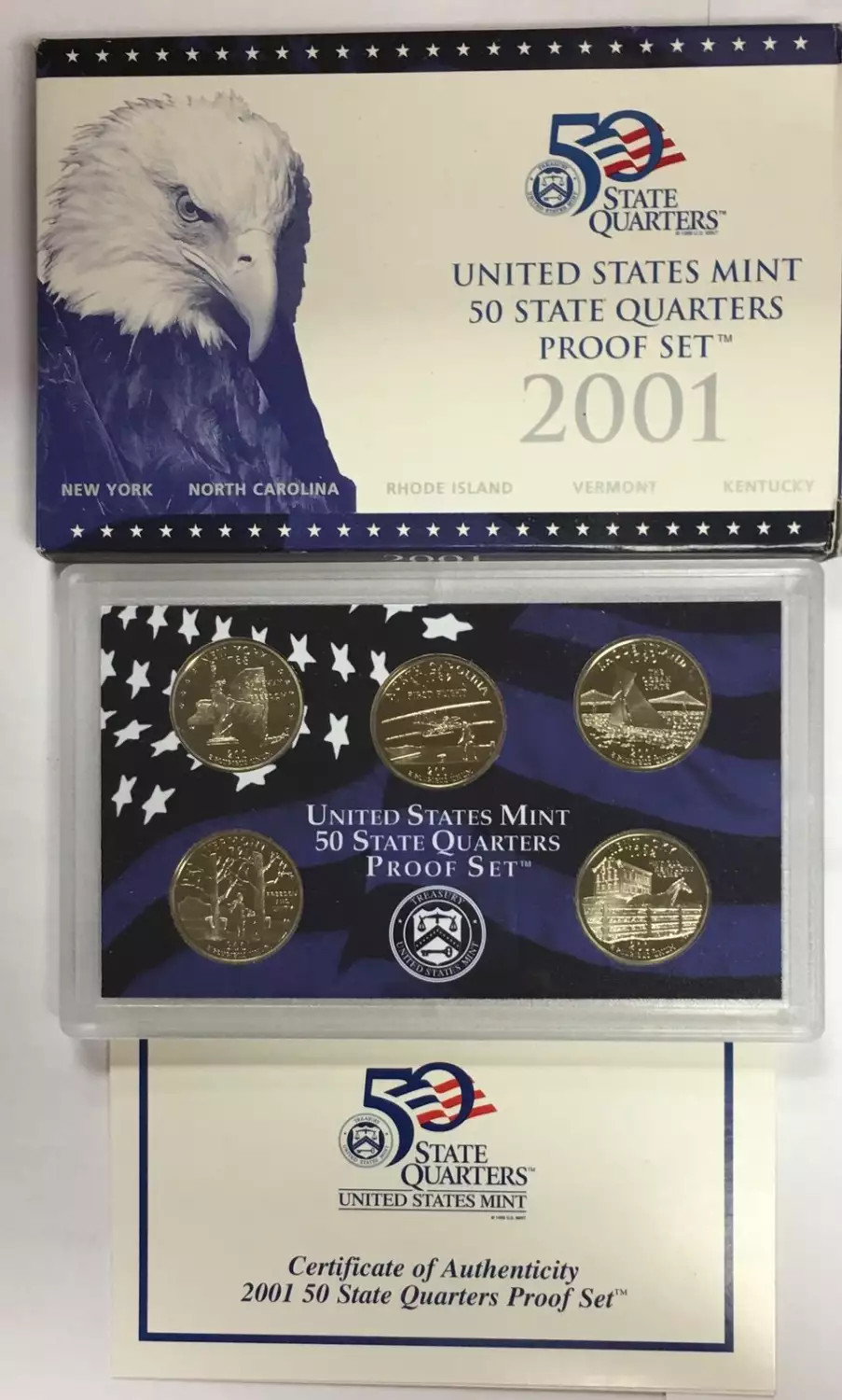 2001  Quarter Clad Proof Set - 5 Piece Quarter ($1.25 FV)