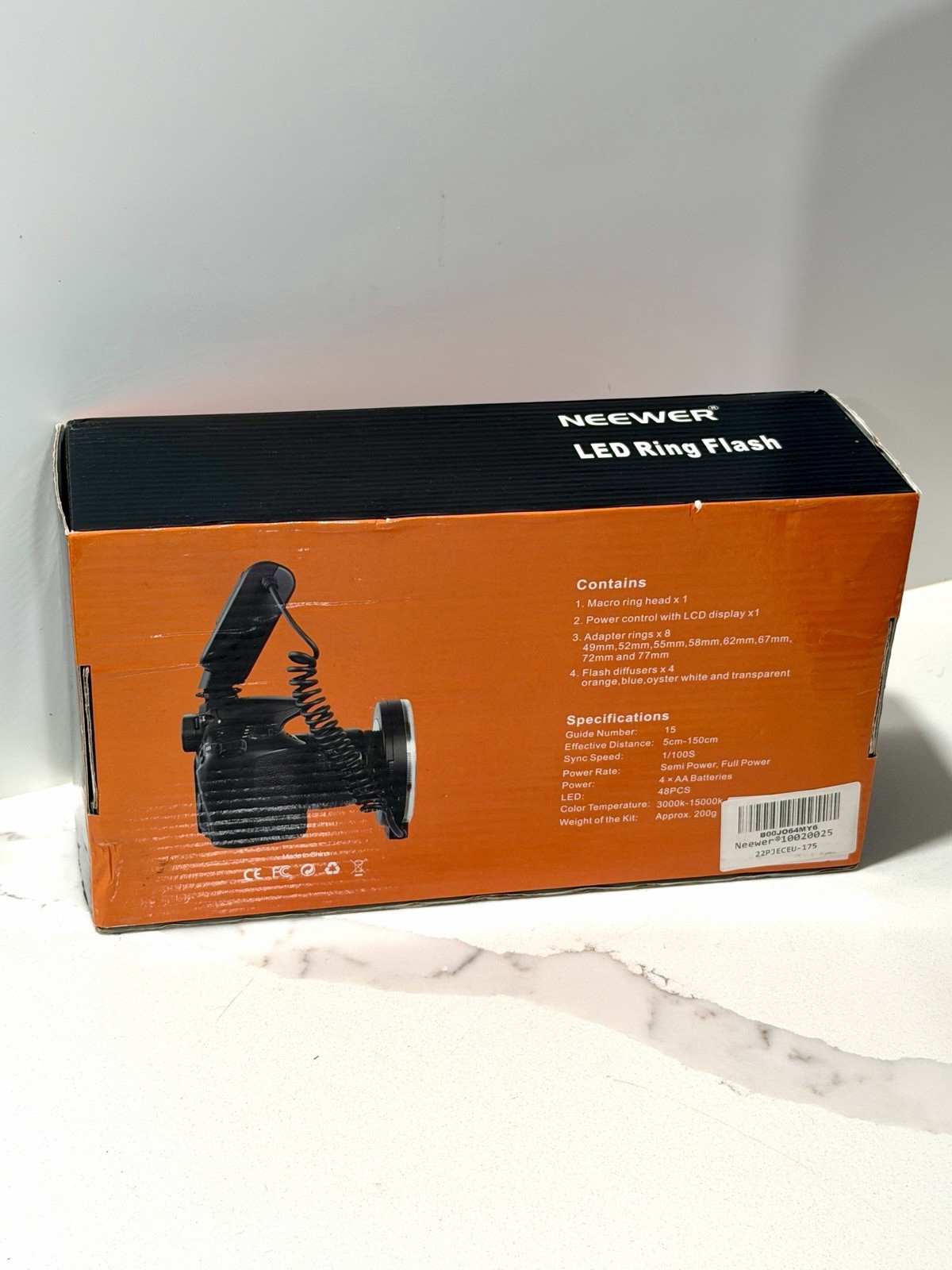 Neewer LED Macro Ring Flash Kit LCD Display Camera Flash New Open Box