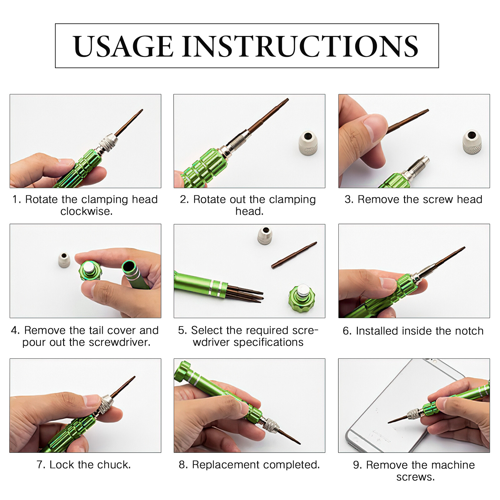 Small Screwdriver Watch Glasses Mini Precision Tiny Set Repair Kit Tool Green