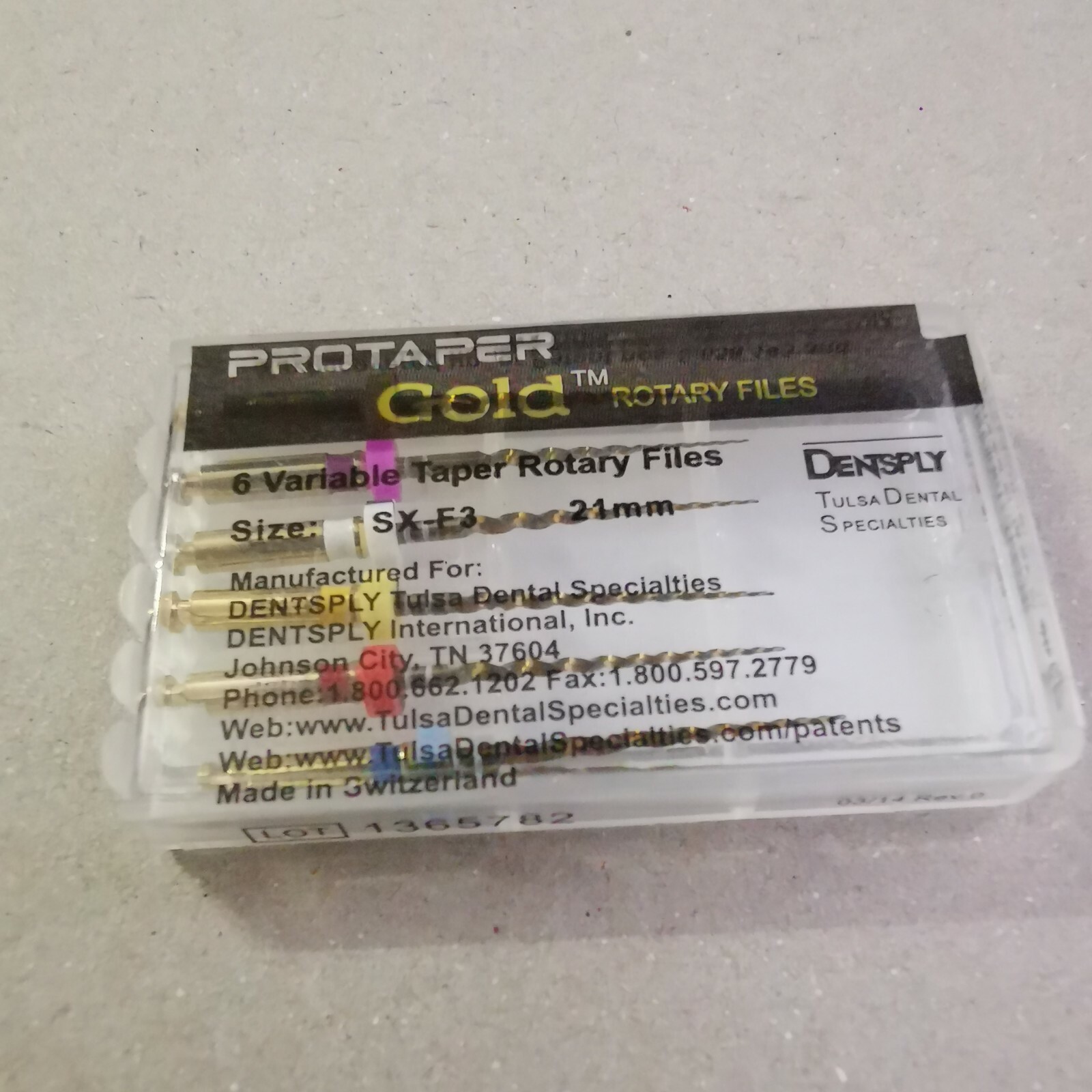 Protaper Gold Rotary Files 21mm SX-F3 Dentsply Tulsa Assorted Endodontics Endo