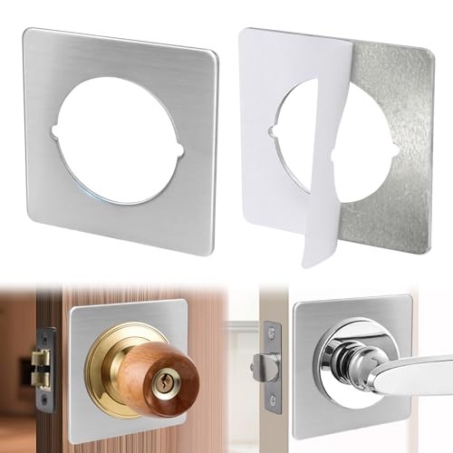2 Pack Satin Door Knob Plates Square, Brushed Stainless Steel Door Nickel