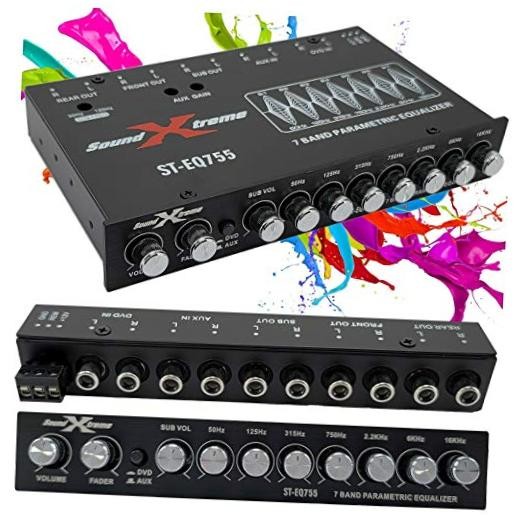 SoundXtreme ST-EQ755 1/2 Din 7 Band Car Audio Parametric Equalizer EQ with