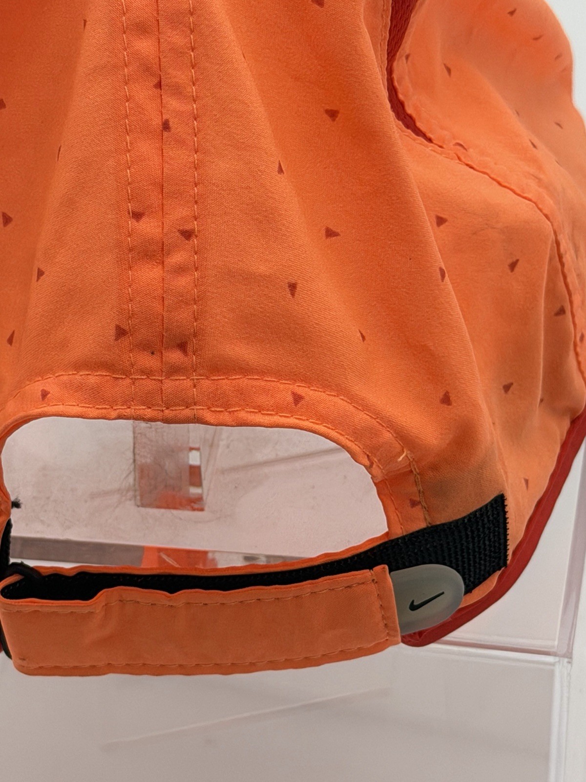 Nike Featherlight RUN Dri-Fit Hat Orange Triangle Pattern Adjustable Running Cap