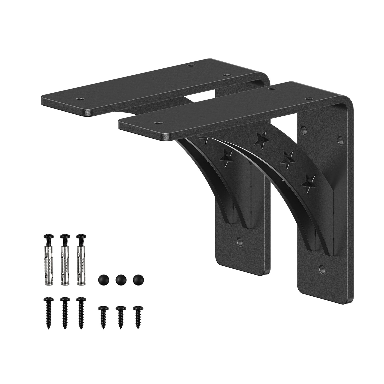 2-Set 6x5 inch Matte Black Heavy Duty Shelf Brackets 900 LBS Load Mantel