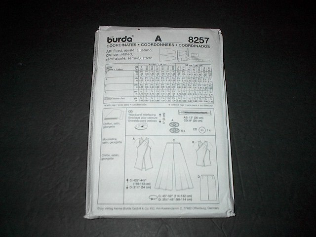 Burda Pattern 8257 Misses' Coordinates Pants in Two Lengths & Top 8 ~ 20 Uncut