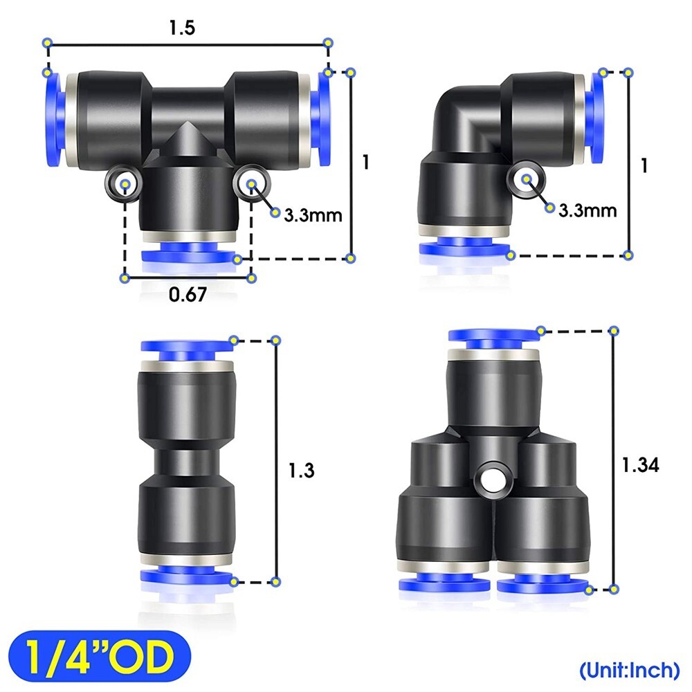 40x Quick 6mm OD 1/4 Inch Plastic Pneumatic Push Connector Air Line Fitting A975