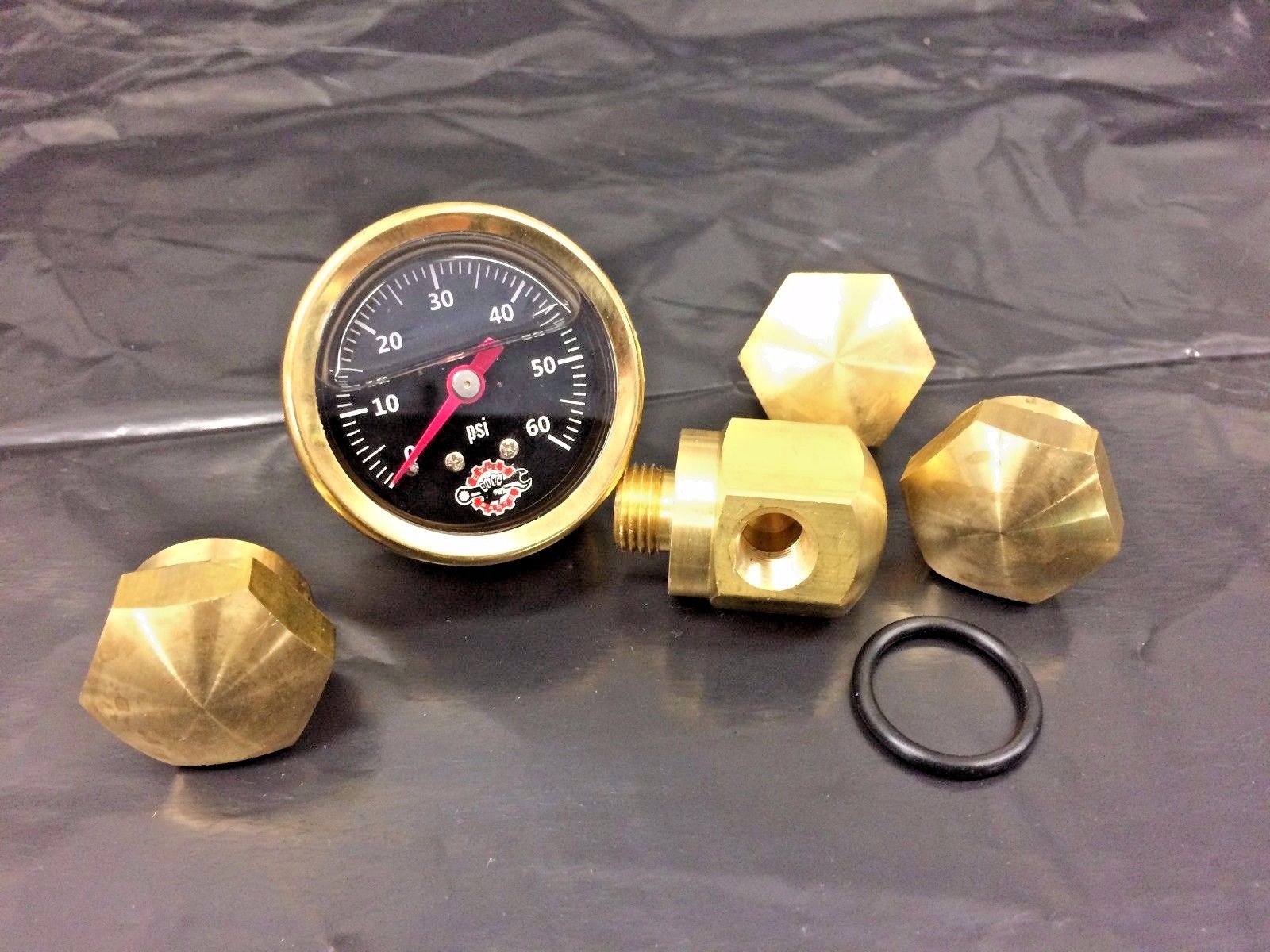 BRASS Rocker Box Shaft End BOLTS & Oil Pressure Gauge Ironhead Shovelhead black