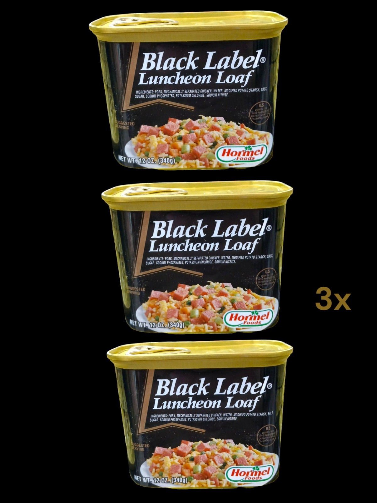 Black Label Luncheon Loaf  Hormel foods 340grams each (lot of 3)