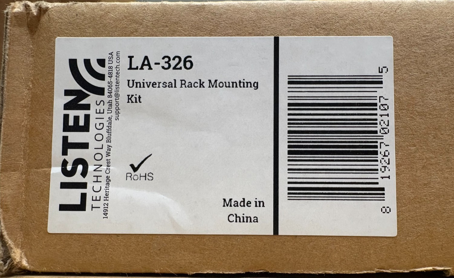 Listen Technologies Rack Mount Kit w/ Accessories & Manual (P/N: LA-326)