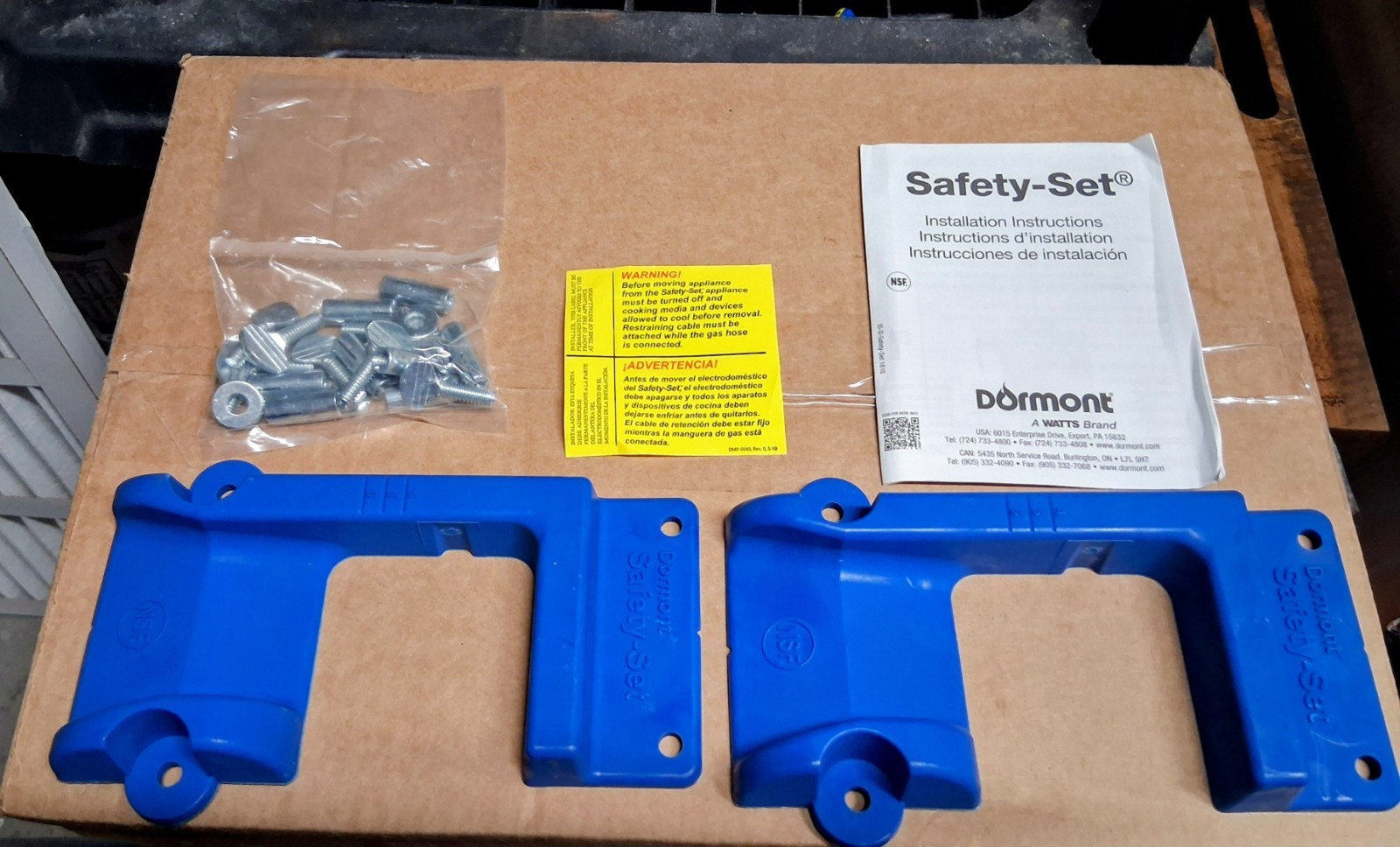 Dormont Safety-Set (2) pcs. Installation Kit Blue Brackets/Mounting Pieces w/sc