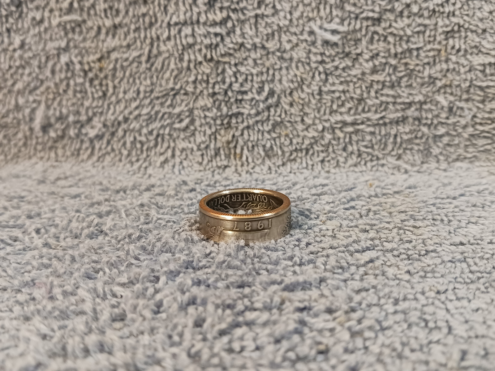 1987 Washington Quarters, coin ring, size 6