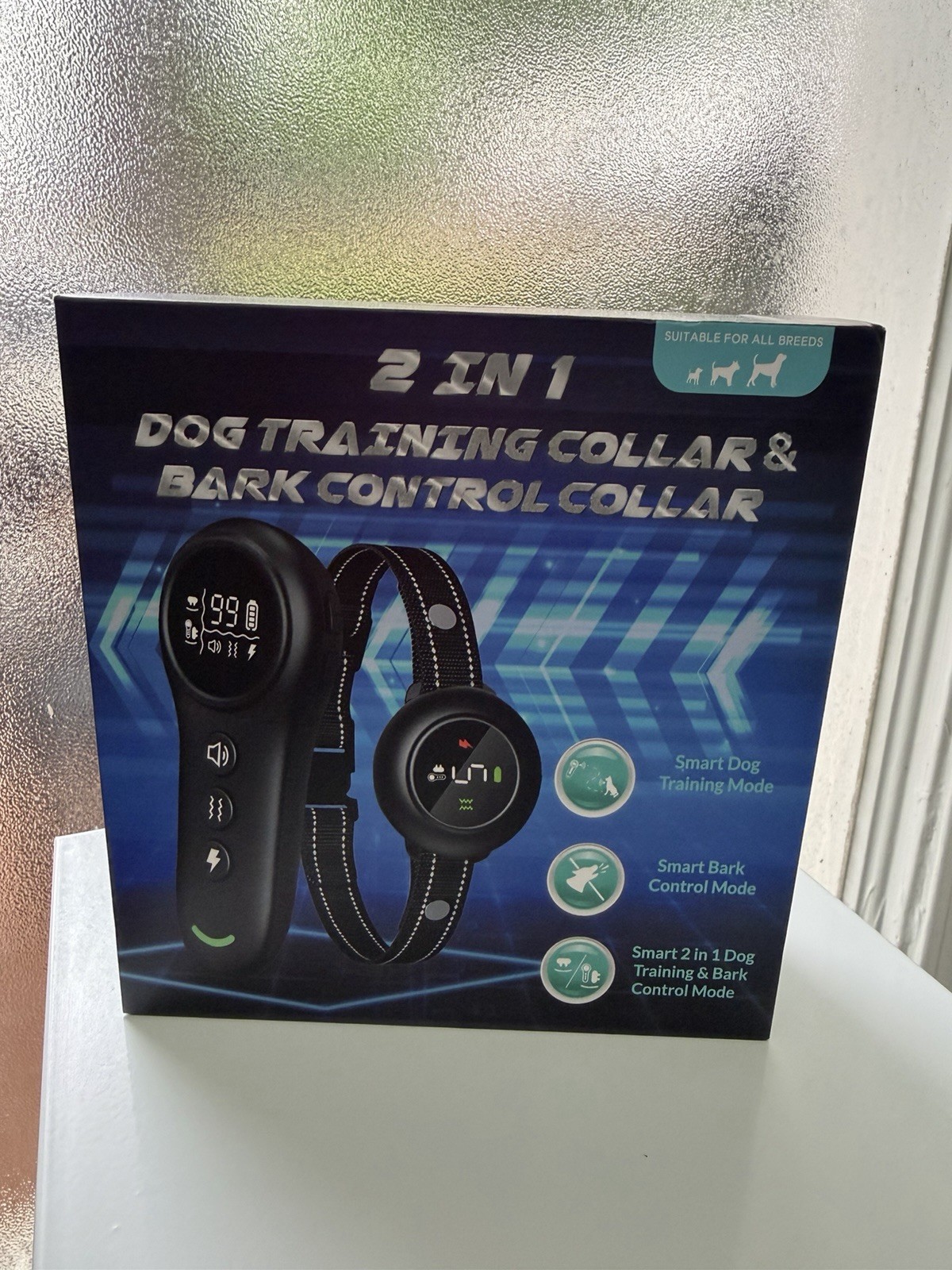 2-in-1 Dog Training & Bark Control Collar, Remote Rechargeable Vibration Shock