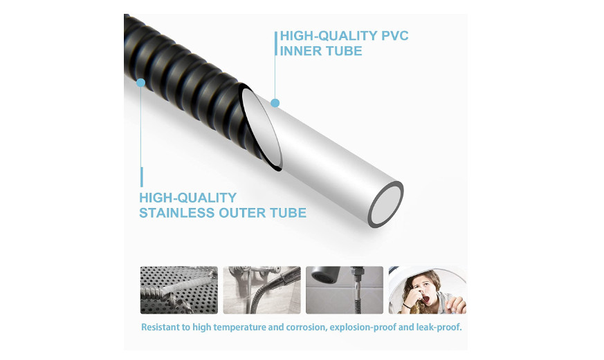 Stainless Steel Shower Hose Electroplating Handheld Head Flex Matte Black 60 In
