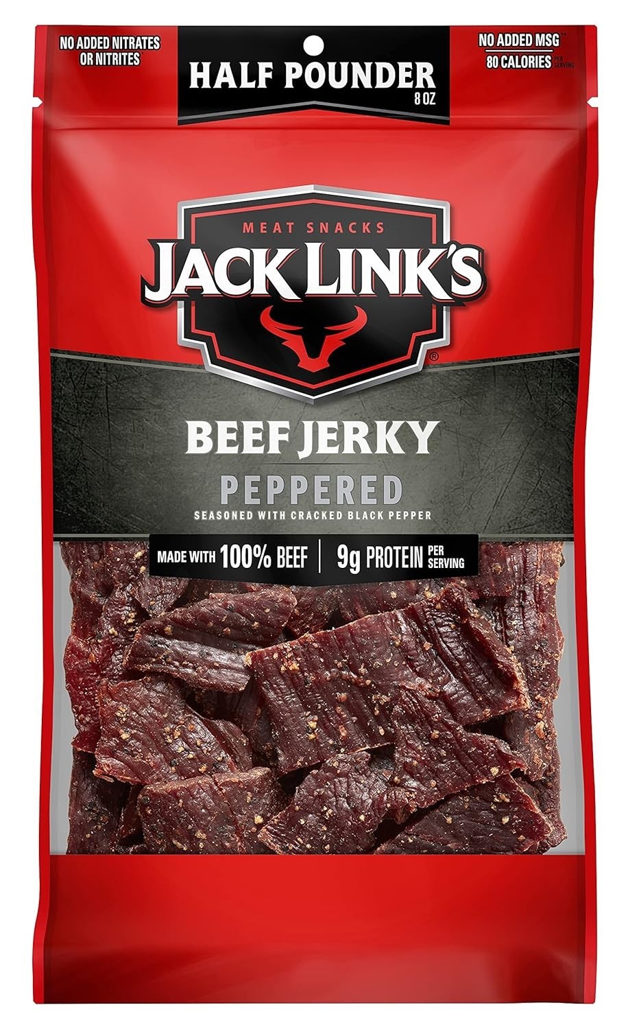8oz Resealable Peppered Beef Jerky: Bold Taste, 9g Protein, Perfect for Sharing