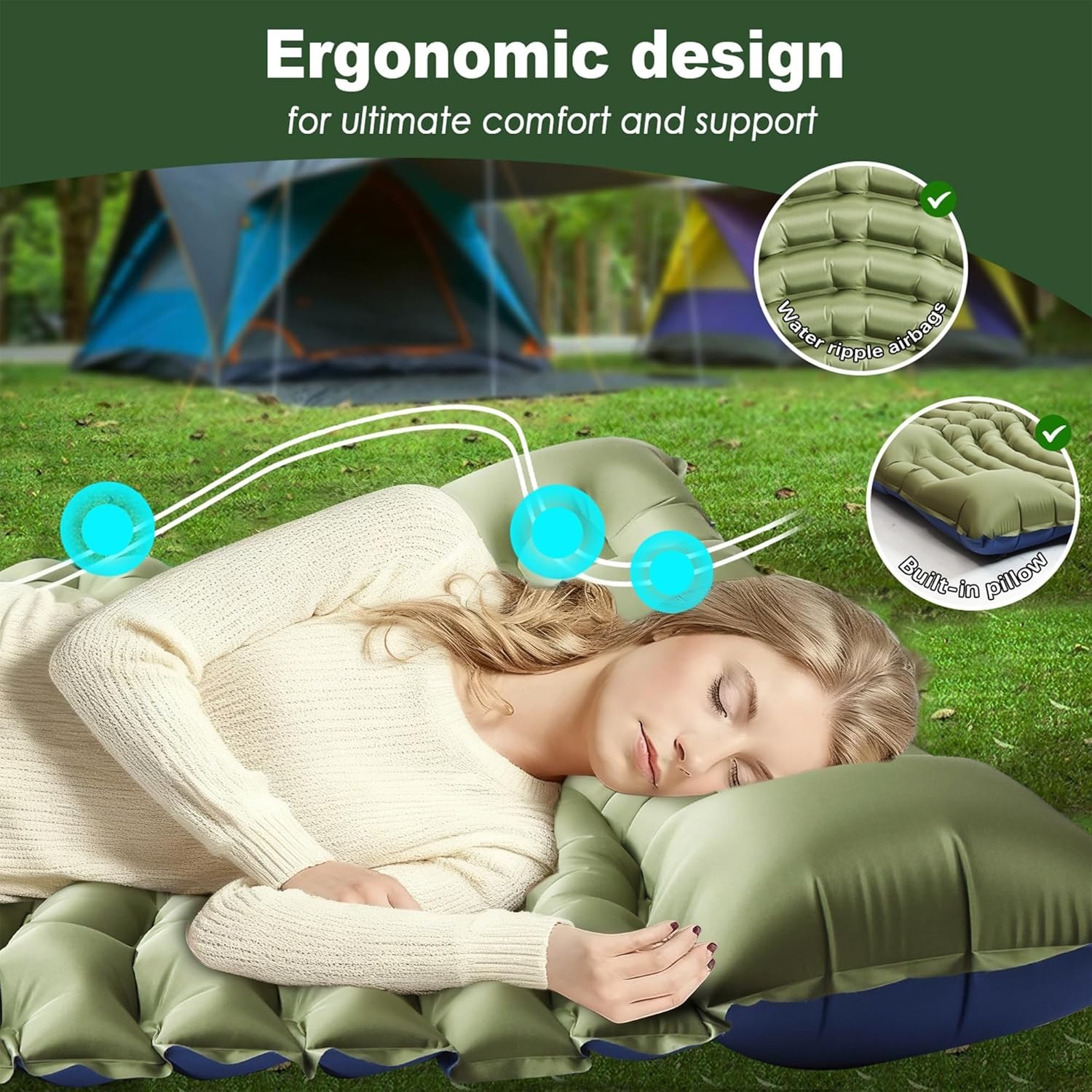 Double Sleeping Pad for Camping - Ultralight & Self-Inflating Comfort