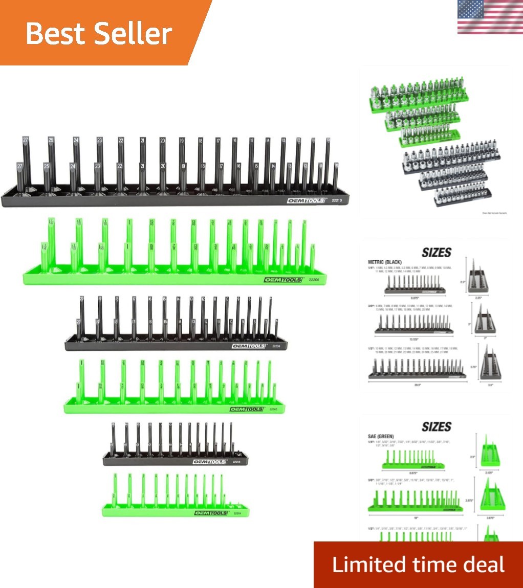 22233 Tool Storage Organizer for SAE and Metric Socket, 6PC Socket Organizers...