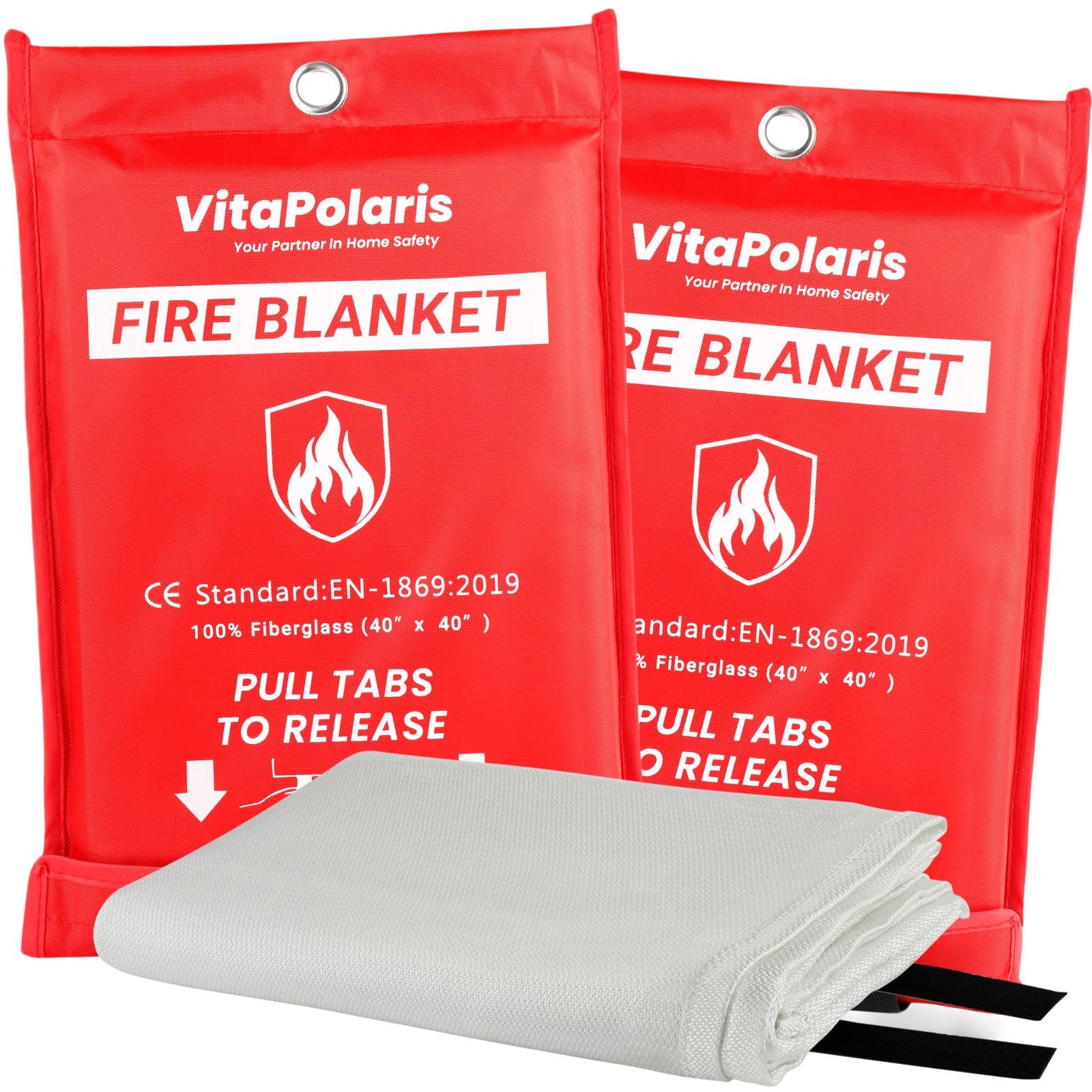 Heavy-Duty Emergency Fire Blanket, 2 Pack – Fireproof Fiberglass Blanket for Kit