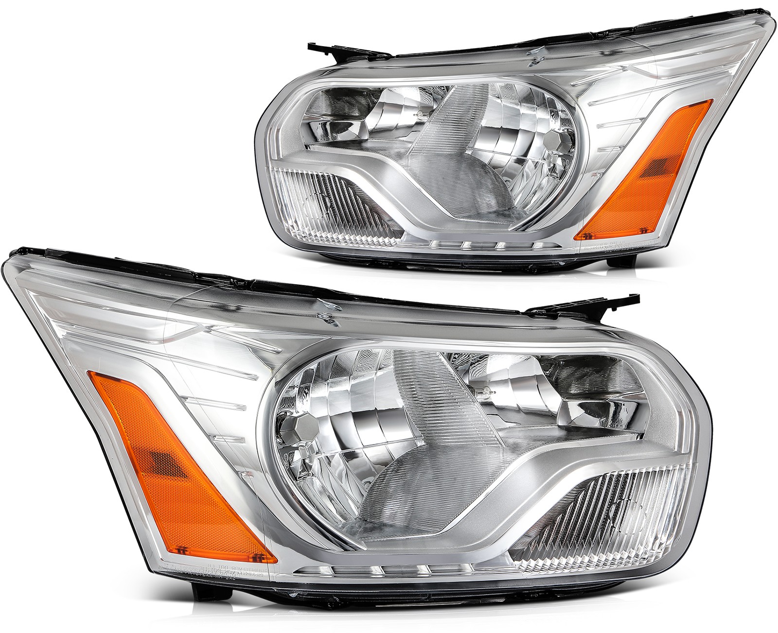 Pair Chrome Housing Headlights Assembly For 2015-2023 Ford Transit 150 250 350