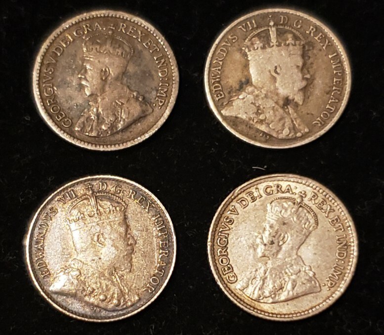 1903, 1907, 1913, 1920 Canada 5 Cent Silver Coin Lot