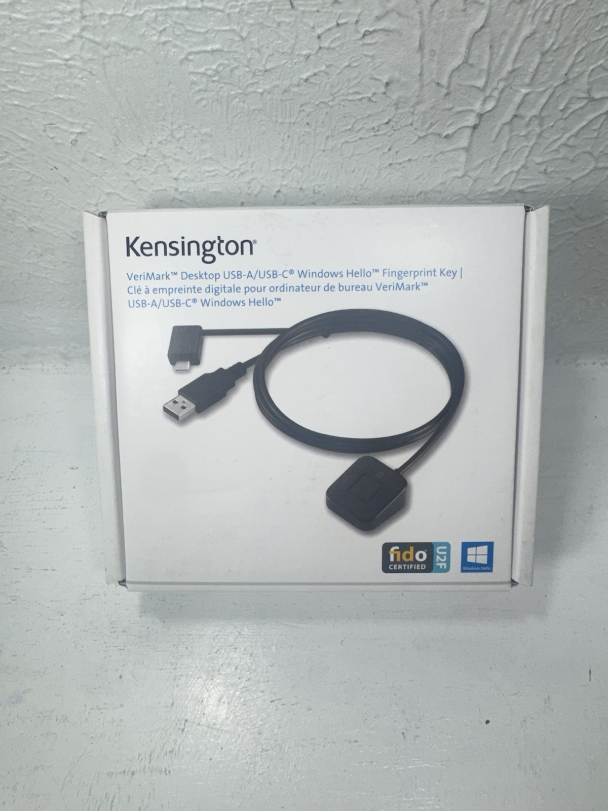 Kensington VeriMark Fingerprint Key USB Windows Hello Desktop USB-A USB-C FIDO