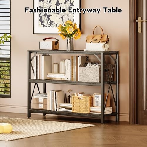 Entry Table 40" Width, 3-Tier Entryway Table with Storage, 40 inch Black