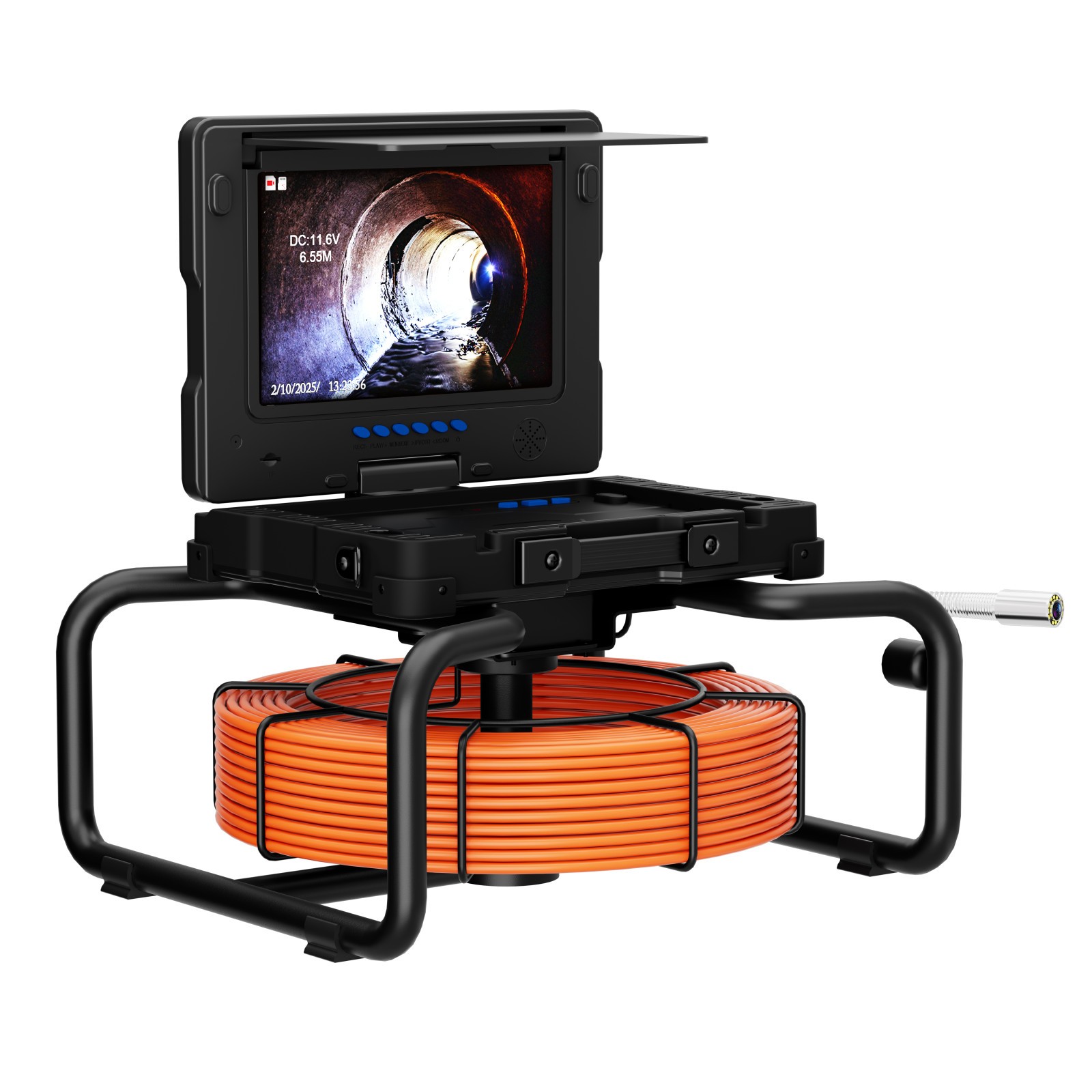 9" Pipe Inspection Camera 7mm Diameter 23MM 512HZ Self-leveling Meter Counter