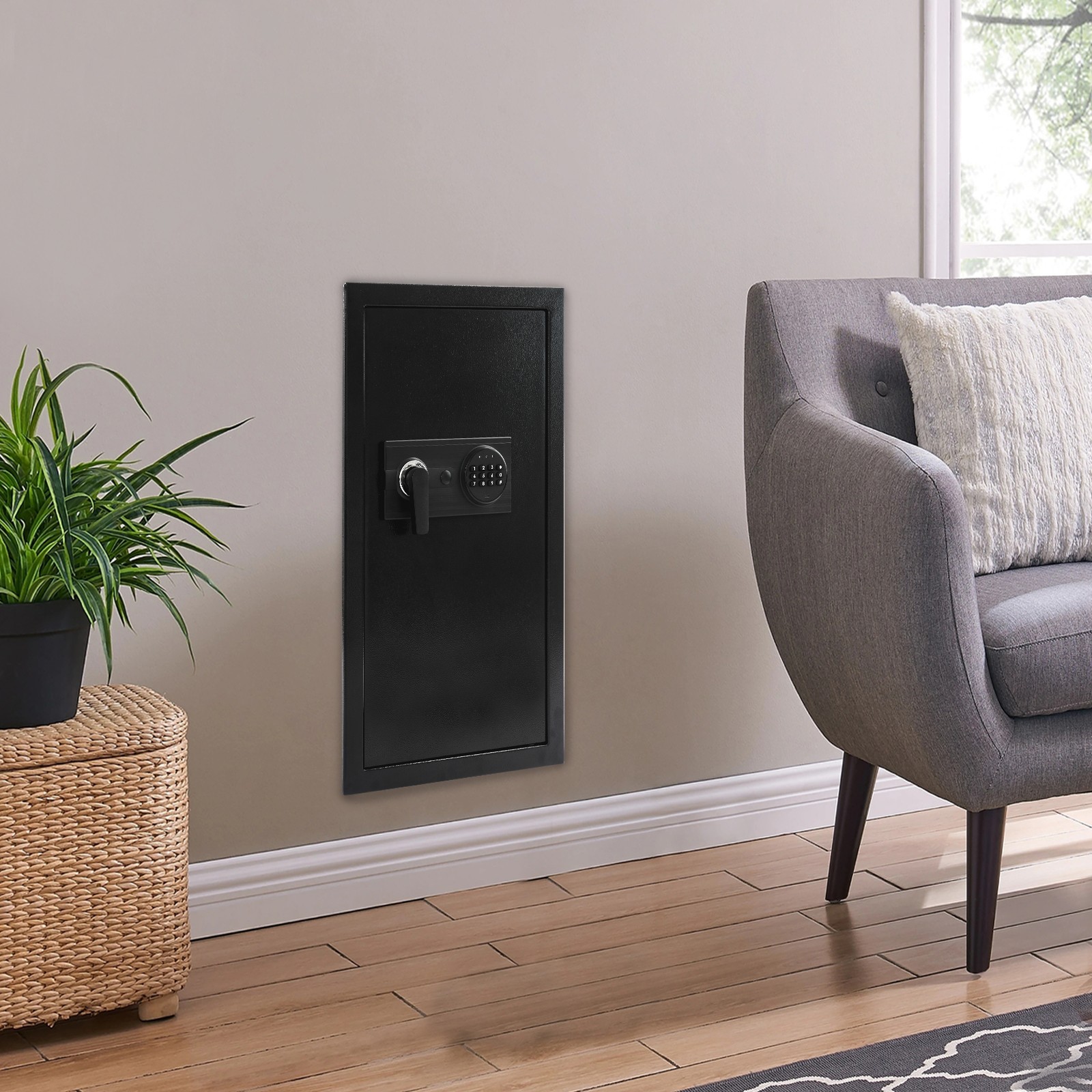 Wall-mounted Safe with Keys, Hidden Wall Safe Home Security 65cm