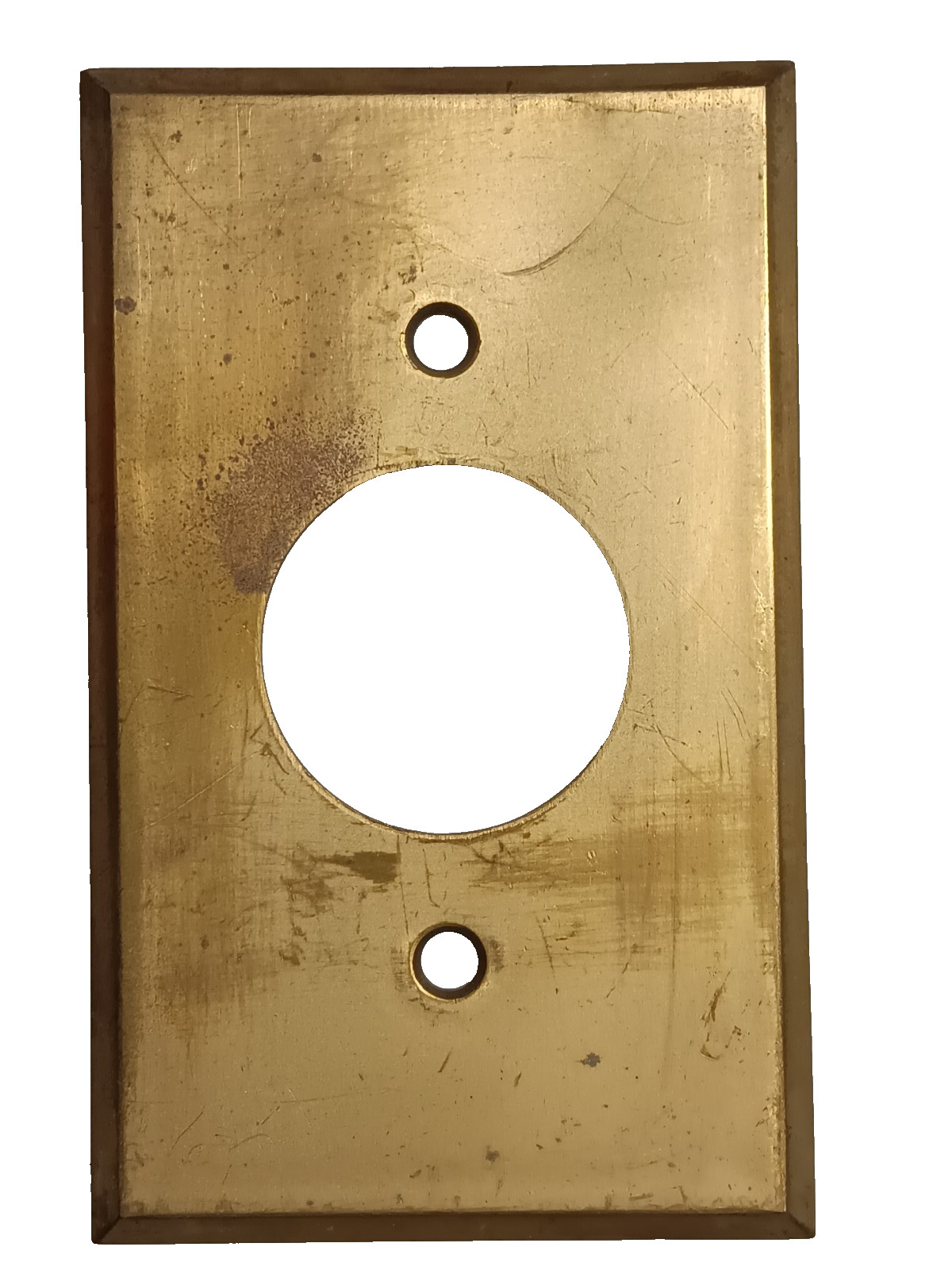 Antique Brass Metal Round Hole Outlet Cover Plate Wall Box Cover Nice Patina