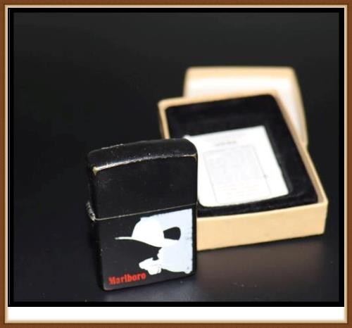 ZIPPO LIGHTER - MALBORO MAN SILHOUETTE - BLACK MAT COLOR - COMES IN BOX