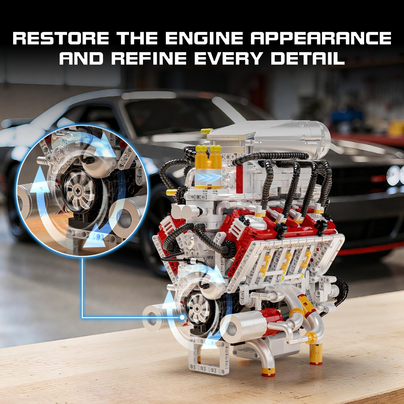 V8 Engine Model Kit, Runnable Model Engine Building Kits for Adults & Kids 8-...