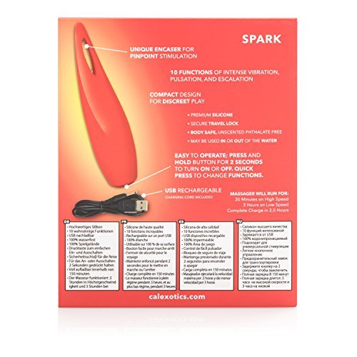 Red Hot Spark USB Rechargeable Silicone Massager Waterproof Red